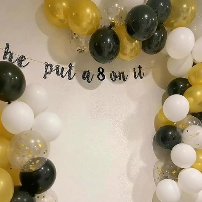 100pcs Black Gold White Balloons and Black Confetti Balloons 12 Inch with Ribbon for Graduation Birthday Baby Shower Wedding Anniversary Decorations