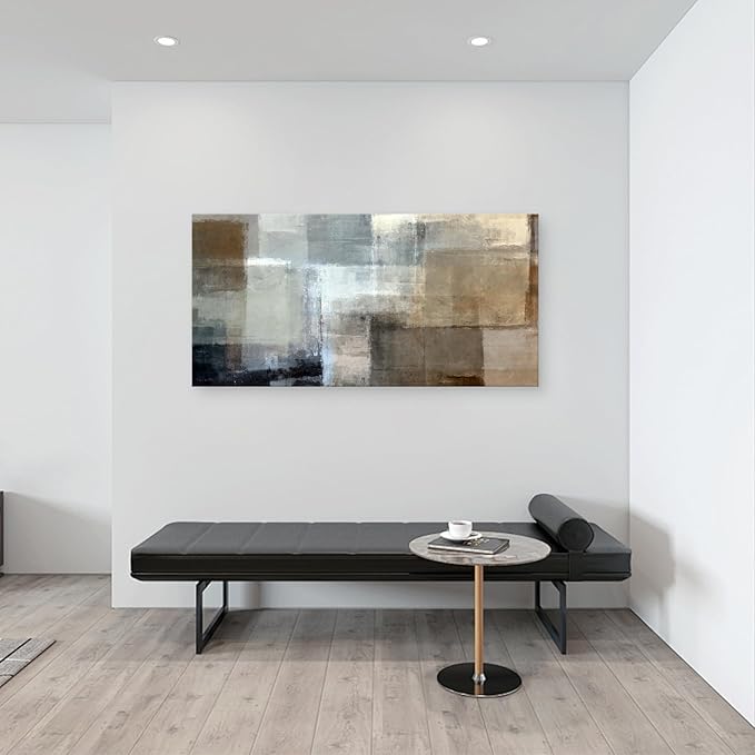 Baisuart A61298 Canvas Prints Abstract Wall Art Print Paintings Grey and Brown Stretched Canvas Wooden Framed for Living Room Bedroom and Office Home Decor Artwork