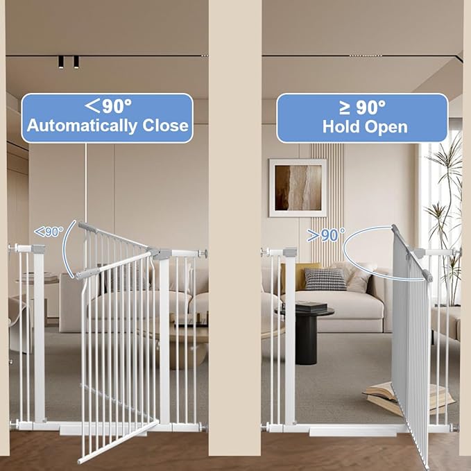 40.55" Extra Tall Baby Gate -49.2"-54.7" Extra Wide Baby Gate Pet Gate for Stairs and Doorways-1.37" Ultra Narrow Spacing Pressure Mounted Dog Gate with One-Handed Operation(49.2"-54.7")