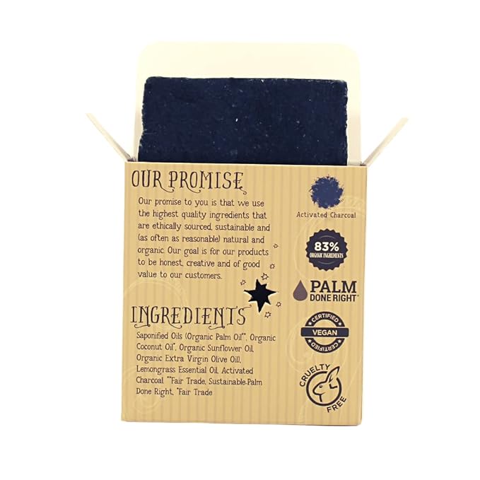 Varina Organic Lemongrass Soap - Charcoal Bar - Gentle Cleansing for Sensitive Skin Citrus Herbal - 3 Pack - Natural Soap