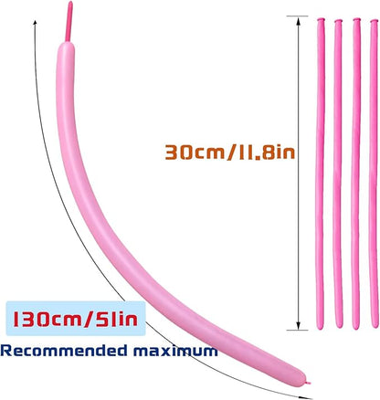 Pink 260 Long Skinny Twisting Animal Balloons, Rainbow Balloons for Animal Shapes Carnival Festival Party Supplies 100pcs