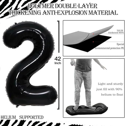 GOER 42 Inch 2026 Black Foil Number Balloons for 2026 New Year Eve Festival Party Supplies Graduation Decorations