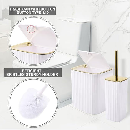 26PC Bathroom Set - Gorgeous White Bathroom Set, Bathroom Accessories Set, Pink Shower Curtain Set with Bathtub Mats for Shower Tub