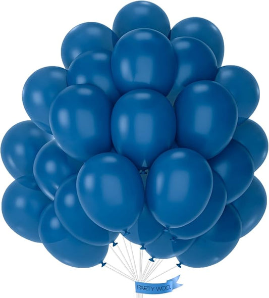 PartyWoo Dusty Blue Balloons 50 pcs 12 Inch Matte Dark Boho Blue Balloons for Graduation Baby Shower Gender Reveal Under the Sea New Born Birthday Party Decorations Blue-F58