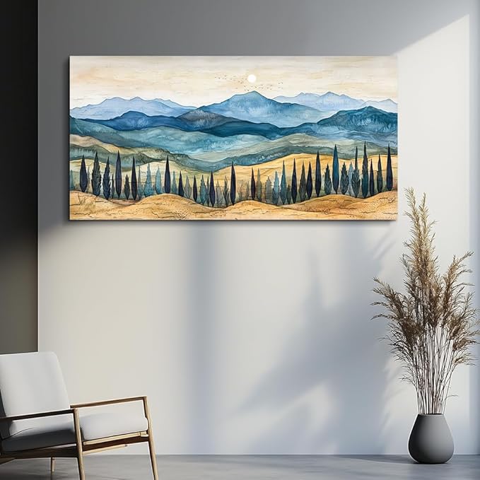 ZUITINGHUA Large Wall Decor For Living Room Canvas Wall Art For Office Modern Wall Decorations For Bedroom Mountains Landscape Painting Abstract Pictures Artwork Room Home Decor 24x48 In