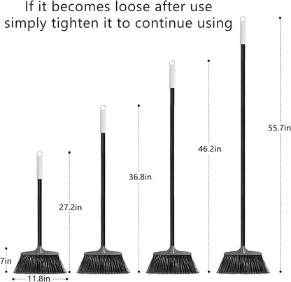 Outdoor Broom for Floor Cleaning - 52-inch Heavy Duty Outside Broom, Stiff Bristle Brooms for Sweeping Outdoor, Angle Brooms for Floors Applied to Yards, Garages, Patios, and Walkways, etc. Dark Gray