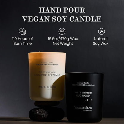 M&SENSE Natural Soy Candle| Linen Breeze | 16.6 oz, 95H Burn | Minimalist Scented Candle for Relaxation, Gifting, Home Décor | for Bedroom, Office, Party Large