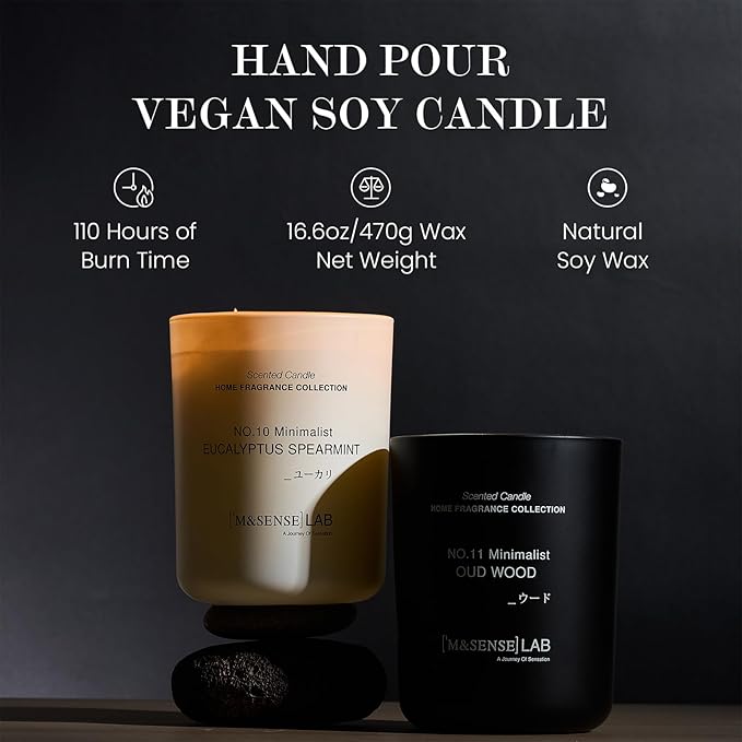 M&SENSE Natural Soy Candle| Oud Wood | 5.3 oz | Minimalist Scented Candle for Relaxation, Gifting, Home Décor | for Bedroom, Office, Party Small