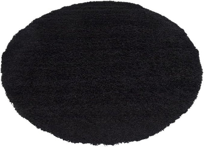 Unique Loom Solid Shag Collection Area Rug (6' 1" Round, Jet Black)