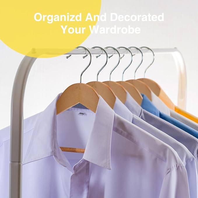 Wooden Hangers 10 Pack,Heavy Duty Wood Coat Hangers,with 360-degree Hook，Smooth Finish Wooden Clothes Hangers with Non Slip Pants Bar, Sturdy Clothes Hangers for Shirts,Suit,Natural