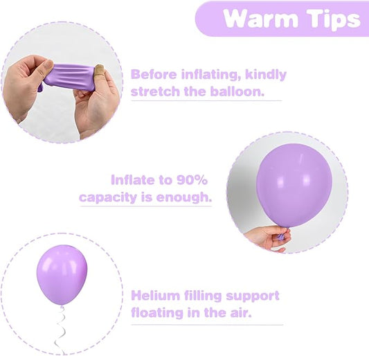 Purple Pink Balloons, 12 Inch Metallic Silver Purple Pink Black Balloons, Pastel Pink Purple Latex Helium Balloon for Girls Women Wedding Bride Shower Baby Shower Birthday Party Decorations