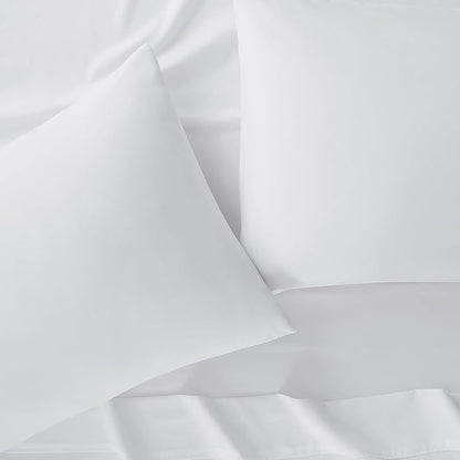 Serta Simply Clean Super Soft Hypoallergenic Stain Resistant Deep Pocket 4 Pieces Solid Bed Sheet Set, Full, White