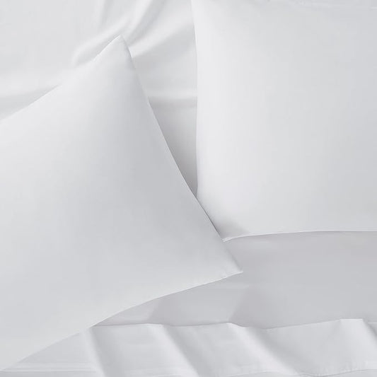 Serta Simply Clean Super Soft Hypoallergenic Stain Resistant Deep Pocket 4 Pieces Solid Bed Sheet Set, Full, White