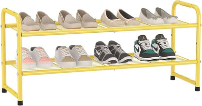 SUFAUY 2-Tier 33" Wide Shoe Rack, Closet Metal Shoe Rack Organizer Heavy Duty, Stackable, Gold