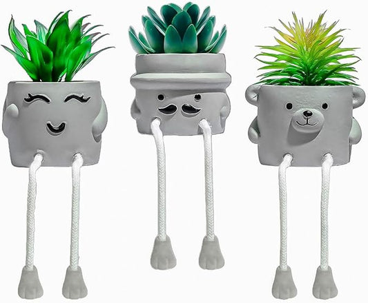 OLEEK Small Fake Plant Office Desk Decor - Desk Plants for Office Decorations for Work - Decorative Plants Decor - Funny Office Decor for Women - Fake Succulents Plants Artificial Home Decor Shelf