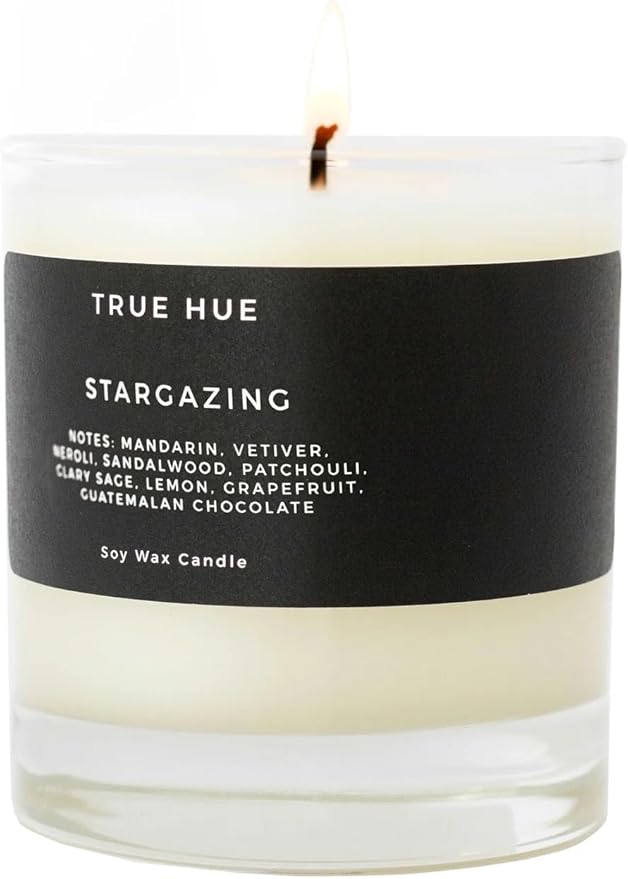 True Hue | Luxury Highly Scented Candle | Premium Soy Wax Blend | 7.75 oz | 40-50 Hour Burn Time | Cotton Wick| Natural Candles | Glass (Stargazing)