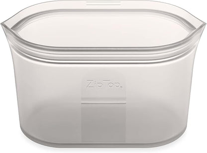 Zip Top Reusable Food Storage Bags | Medium Dish [Gray] | Silicone Meal Prep Container | Microwave, Dishwasher and Freezer Safe | Made in the USA