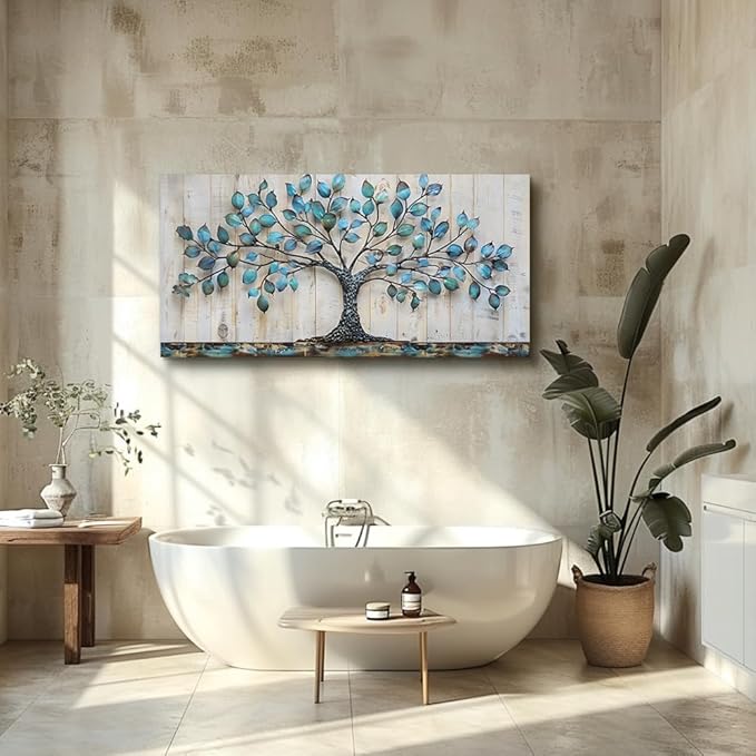 QIYILEXWART Canvas Wall Art For Living Room Wall Decor For Bedroom Office Wall Decoration Green Tree Landscape Painting Abstract Pictures Artwork Room Aesthetic Home Decor 20x40 In