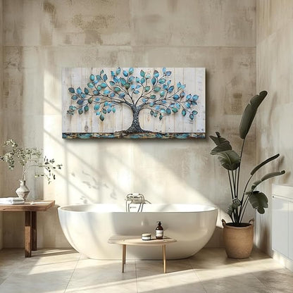 QIYILEXWART Canvas Wall Art For Living Room Wall Decor For Bedroom Office Wall Decoration Green Tree Landscape Painting Abstract Pictures Artwork Room Aesthetic Home Decor 20x40 In