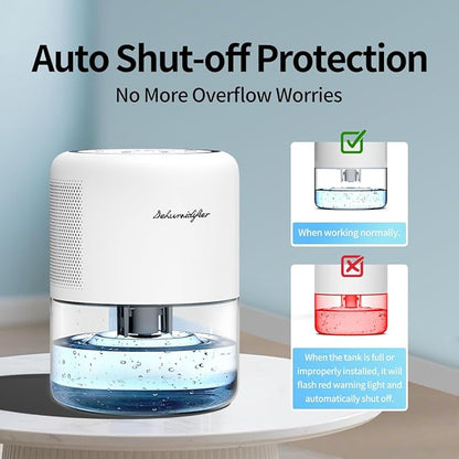 44oz(1.3L) Small Dehumidifier for Home, Auto-Off Quiet Portable Dehumidifier with 3 Modes, 10 Color Lights, 4 Timer Settings for Bedroom Bathroom Closet (215 sq.ft)