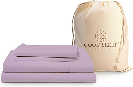 Good Sleep Bedding 4 Pc Lavender Twin Sheet Set for Twin Mattress, 1000 TC Egyptian Cotton Bed Sheets for Bed, Soft Breathable 16" Deep Pocket Bed Set - 1 Fitted Sheet, 1 Flat Sheet, 1 Pillow Case