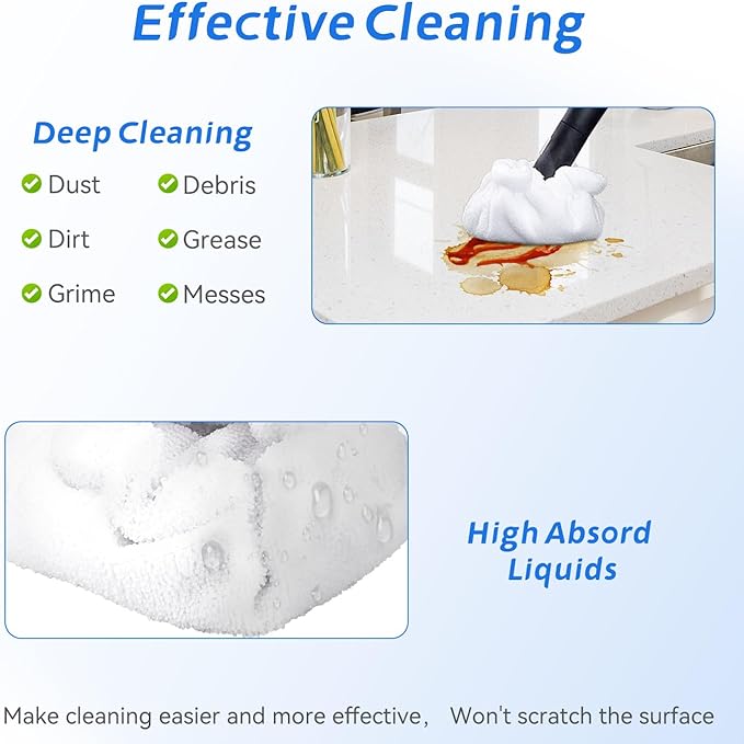 Pads Fit for Dupray Handheld Steam Cleaner: Small Bonnets Compatible with Dupray Triangular Brush Tool - Washable and Reusable Handheld Steamer Cloth Accessories (12 Packs)