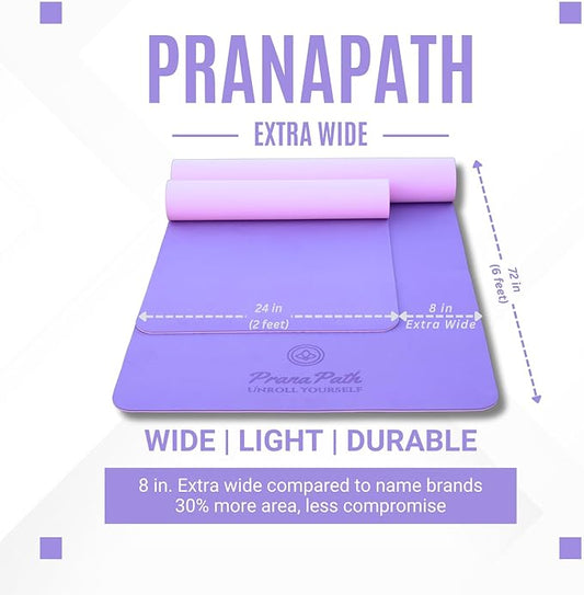 Extra Wide Yoga Mat (72”x32”x6mm) - TPE, Dual-Color, Non-Slip, w/Mesh Carry Bag & Strap