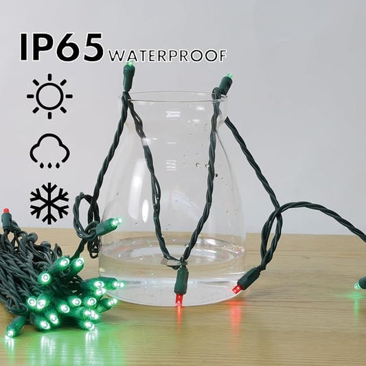1200LED (24pk of 50L) String Lights, LED Christmas Lights, 6" SPACING,Green Wire, Red and Green