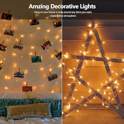 Brightown Christmas String Lights 2 Pack Clear Warm White Mini Lights Plug Powered Waterproof for Indoor and Outdoor Use, 25 Feet for Christmas Tree Party, Wedding Holiday Patio Xmas Decorations