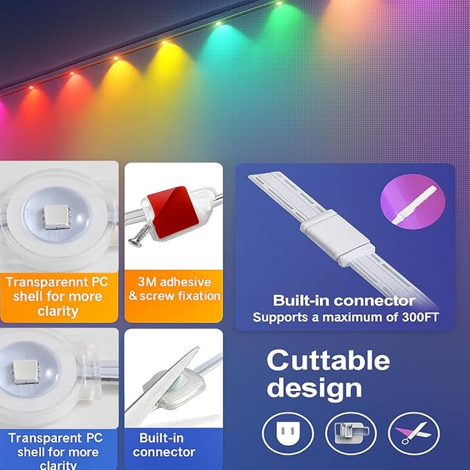 Permanent Outdoor Lights, RGB Eave Lights with App Control Remote, IP67 Waterproof LED String Lights for Christmas, Halloween, Outdoor, Garden Decoration