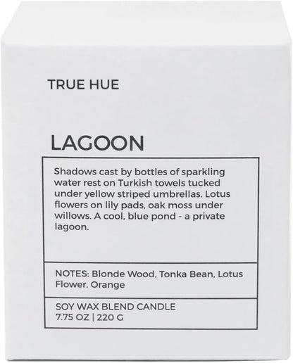 True Hue | Luxury Highly Scented Candle | Premium Soy Wax Blend | 7.75 oz | 40-50 Hour Burn Time | Cotton Wick | Natural Candles | Glass (Lagoon)