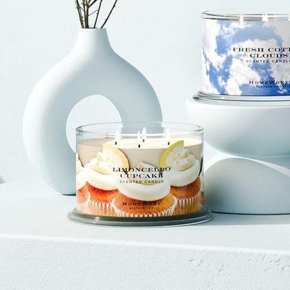 HomeWorx by SLATKIN + CO. Candle- Limoncello Cupcake, 18 oz. Premium Scented Candle - 30-55 Hours Burn Time