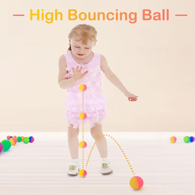 50 Frosty Bouncy Balls - ICY Bounce Bulk Pack, 45mm/1.7 inch Rubber Balls, Hi-Bounce, Assorted Colors, Boys & Girls Birthday Party Favors & Carnival Prizes