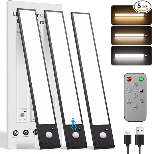 12inch Rechargeable Under Cabinet Lighting,56 LED -3 Color& 7 Levels Under Cabinet Lighting Wireless,3000mah Dimmable Magnetic Cabinet Lighting,Punch-Free Smart Sensor Magnetic Rechargeable led Lights