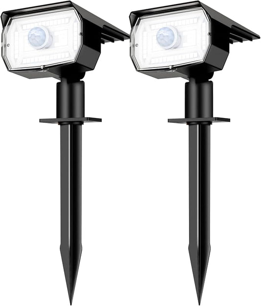 nipify Solar Spot Lights Outdoor Motion Sensor with 3 Modes, Solar Spotlights Outdoor Waterproof 2-in-1 Auto On/Off Landscape Lighting for Outside Yard Wall Garden Pathway, Cool White