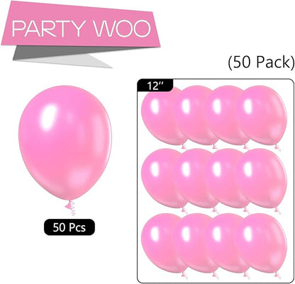 PartyWoo Pearl Pink Balloons 50 pcs 12 Inch Light Pastel Baby Pink Latex Helium Balloons for Wedding Baby Shower Gender Reveal Bachelorette Bridal Shower Princess Birthday Party Decorations Pink-Z58