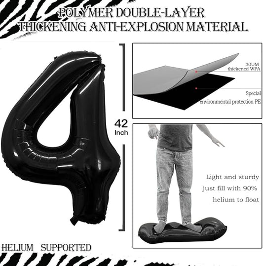 GOER Number 24 Balloons for 24th Birthday Party Decorations,42 Inch Jumbo Foil Helium 42 Balloons for 42nd Birthday Party Decoration (Black)