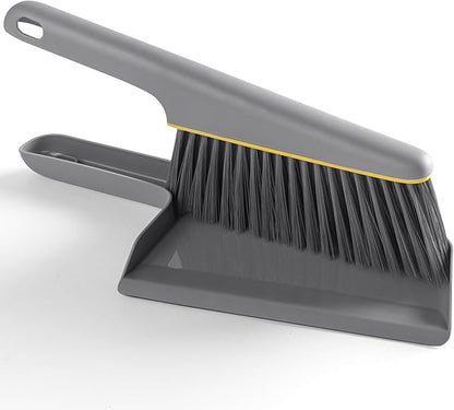 Small Broom and Dustpan Set, Hand Mini Dust-Pan and Brush, Handheld Portable Compact, 1 Piece, Gray