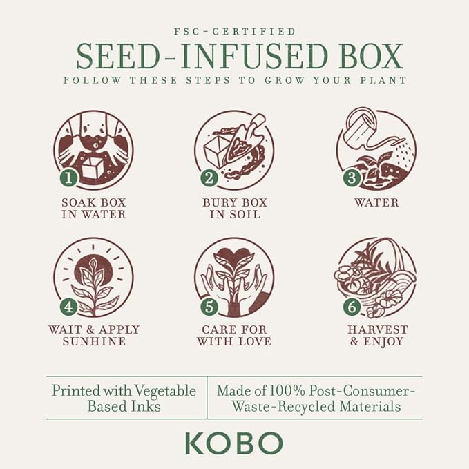 KOBO Wild Tomato Vine Candle with Plantable Box (9 oz) | Plant The Box Collection, 100% Pure Soy Wax Candles | Hand-Poured in USA | Long Lasting 60 Hour Burning Candles | Scented Candles for Home