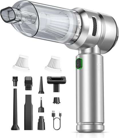 Car Vacuum,3 Suction Modes,Portable Mini Cordless Cleaner with 24000pa Suction Power,Type-C Charge,Handheld Vacuum for Home,Car, Office Desk, Keyboards(Dark Silver)