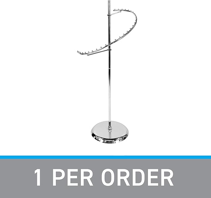 SSWBasics Sleek Chrome Spiral Clothing Rack - 29 Ball Retail Clothing Display Stand - 63"H - Boutique Garment and Accessories Display - Stylish Clothing Display Racks for Retail Stores