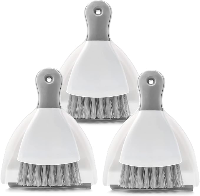 Small Dust Pan and Brush Broom - Dust Pan and Brush Set, Small Dustpan and Brush Set, Hand Broom and Dustpan Set, Dustpan with Brush, Dustpan and Brush Set is Daily Clean Tool for Family. （Gray 3 Set）
