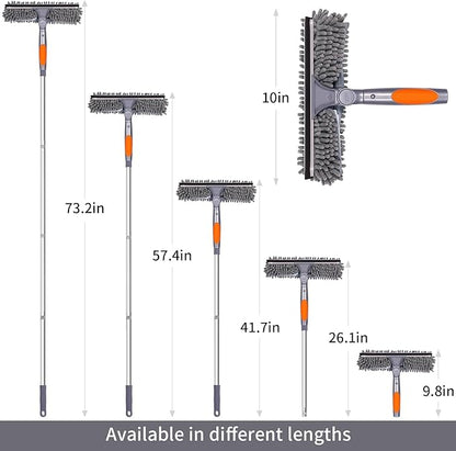 Window Washing Kit with Extension Pole, 73’’ Window Cleaning Squeegee Kit, 3 in 1 Window Cleaning Kit with 2 Microfiber Pads & 2 Chenille Pads for Indoor Outdoor Windows