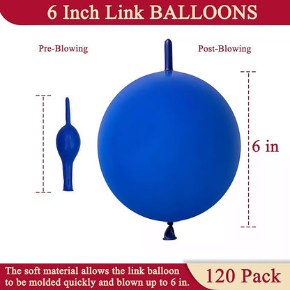Blue Link Balloons 6 Inch 120 Pcs Latex Quick Linking Balloon for Birthday Wedding Party Festival Decorations