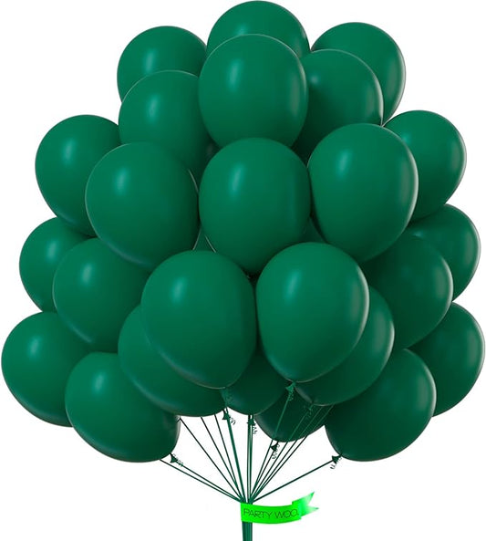 PartyWoo Dark Green Balloons 50 pcs 12 Inch and 120 pcs 5 Inch Hunter Emerald Forest Green Latex Helium Balloons for Graduation Christmas Mardi Gras Jungle Safari Birthday Party Decorations Green-F14