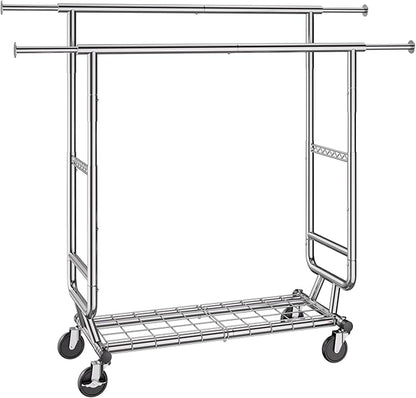 VEVOR Clothes Rack, Rolling Clothing Garment Rack, Extendable Carbon Steel Clothing Racks with Wheels for Bedroom, Laundry, Living Room