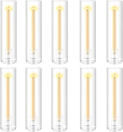 10pcs Hurricane Taper Candle Holder Glass Cylinder Candle Holder,Tall Clear Glass Candle Holders for Taper Candles for Wedding Party Christmas