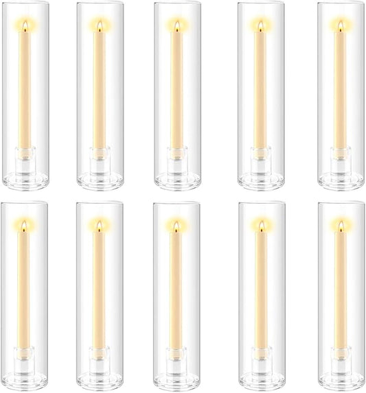 10pcs Hurricane Taper Candle Holder Glass Cylinder Candle Holder,Tall Clear Glass Candle Holders for Taper Candles for Wedding Party Christmas
