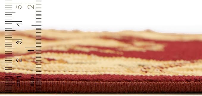 Rugs.com Chateau Collection Rug – 7x10 Red Medium-Pile Rug Perfect for Bedrooms, Dining Rooms, Living Rooms