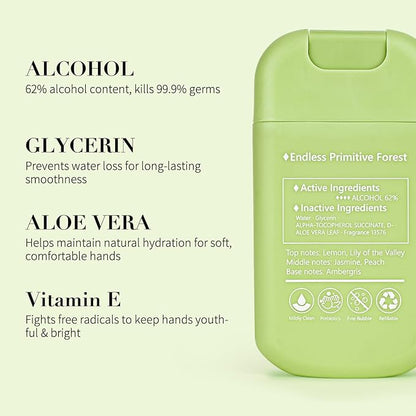 Power Mist Hand Sanitizer Spray, Scented Hydrating Hand Sanitizers Travel Size Refillable, Pocket Portable 1-Pack (Forest Chime) 0.93Fl Oz 460-Sprays Each
